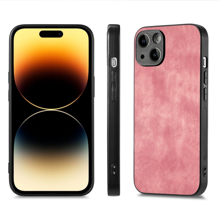 For iPhone 15 Plus ENKAY Retro Leather Skin PC Phone Case with High Aluminum-silicon Glass Film(Pink) For iPhone 15 Plus ENKAY Retro Leather Skin PC Phone Case with High Aluminum-silicon Glass Film(Pink)