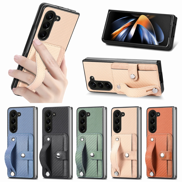 For Samsung Galaxy Z Fold6 Wristband Kickstand Card Wallet Back Cover Phone Case(Black) For Samsung Galaxy Z Fold6 Wristband Kickstand Card Wallet Back Cover Phone Case(Black)