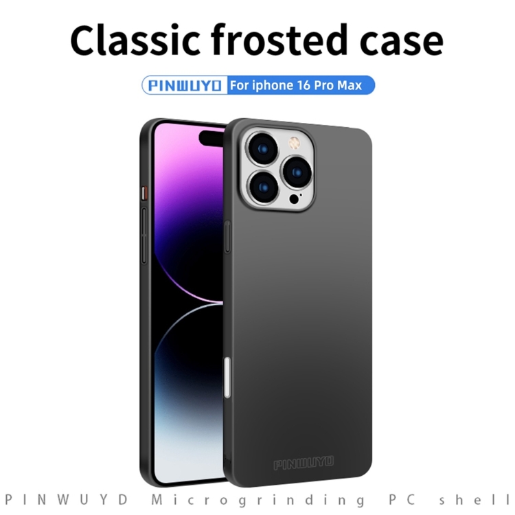 For iPhone 16 Pro Max PINWUYO Micro-Frosted PC Ultra-thin Hard Phone Case with Magsafe Magnetic Ring(Black) For iPhone 16 Pro Max PINWUYO Micro-Frosted PC Ultra-thin Hard Phone Case with Magsafe Magnetic Ring(Black)
