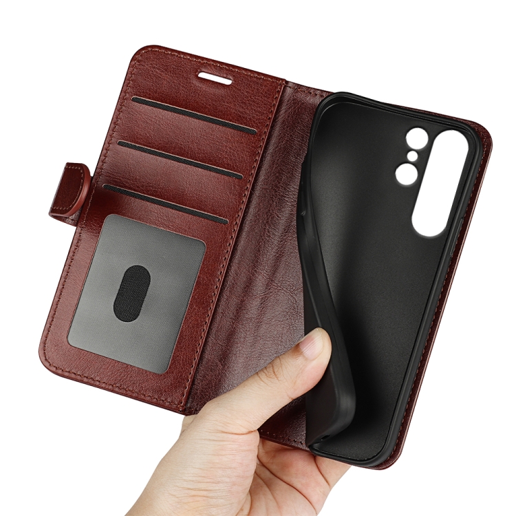 For Samsung Galaxy S24 Ultra 5G R64 Texture Horizontal Flip Leather Phone Case(Brown)
