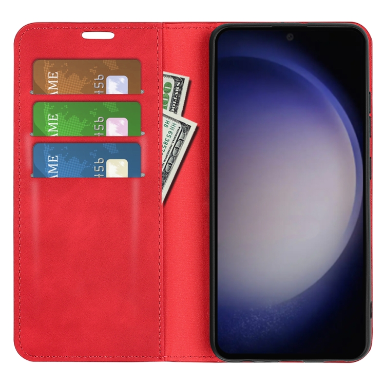 For Samsung Galaxy S24 5G Retro-skin Magnetic Suction Leather Phone Case(Red) For Samsung Galaxy S24 5G Retro-skin Magnetic Suction Leather Phone Case(Red)