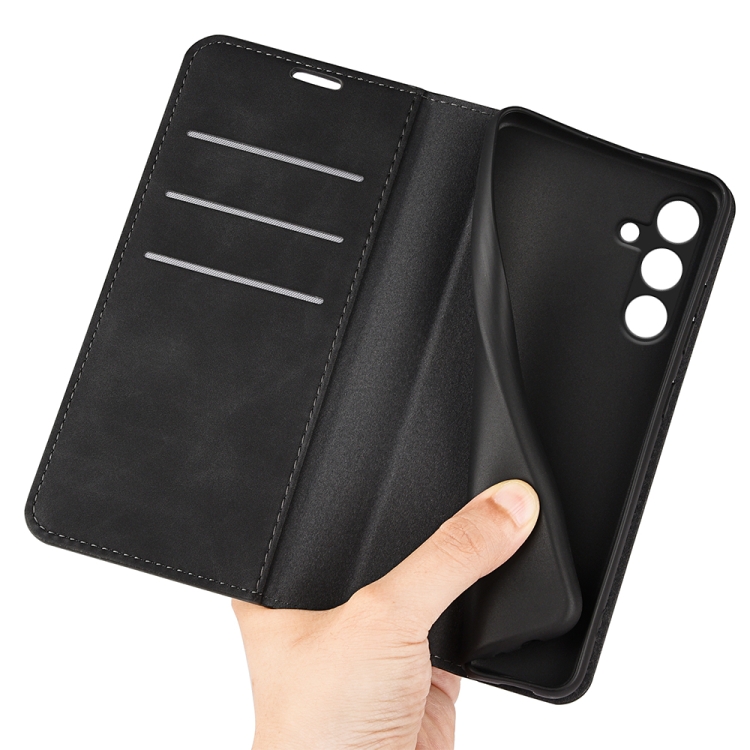 For Samsung Galaxy M15 5G Retro-skin Magnetic Suction Leather Phone Case(Black)