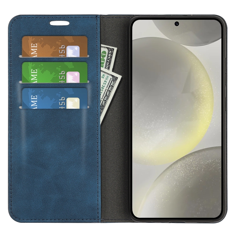 For Samsung Galaxy S24 FE 5G Retro-skin Magnetic Suction Leather Phone Case(Dark Blue) For Samsung Galaxy S24 FE 5G Retro-skin Magnetic Suction Leather Phone Case(Dark Blue)