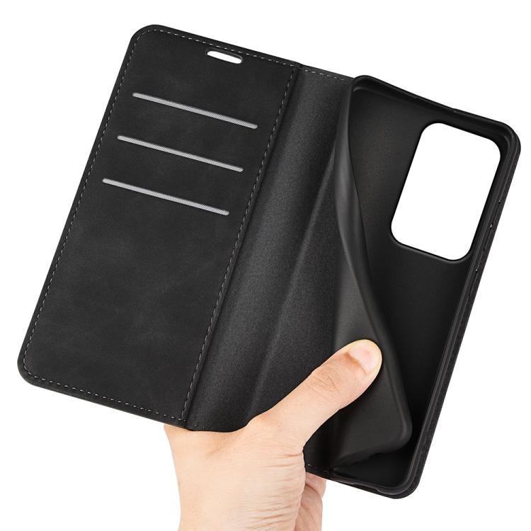 For Realme C100 / C100i / C100x Retro-skin Magnetic Suction Leather Phone Case(Black)