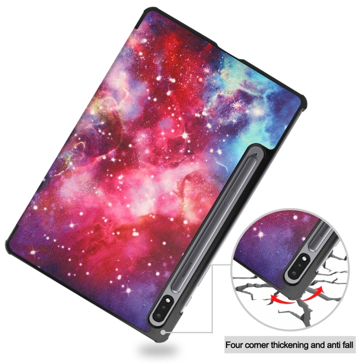 For Samsung Galaxy Tab S9 JUNSUNMAY Custer Painted 3-Fold Stand Leather Smart Tablet Case(Graffiti) For Samsung Galaxy Tab S9 JUNSUNMAY Custer Painted 3-Fold Stand Leather Smart Tablet Case(Graffiti)