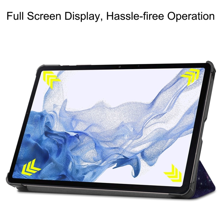 For Samsung Galaxy Tab S9 JUNSUNMAY Custer Painted 3-Fold Stand Leather Smart Tablet Case(Graffiti) For Samsung Galaxy Tab S9 JUNSUNMAY Custer Painted 3-Fold Stand Leather Smart Tablet Case(Graffiti)