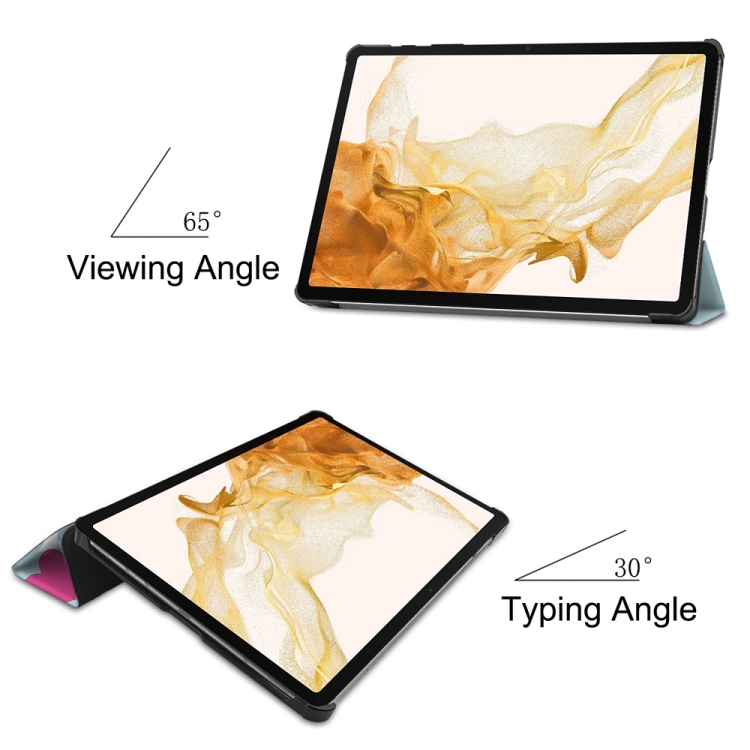 Para Samsung Galaxy Tab S9+ JUNSUNMAY Custer pintado 3-Fold Stand Leather Smart Tablet Case (Unicornio) - 5