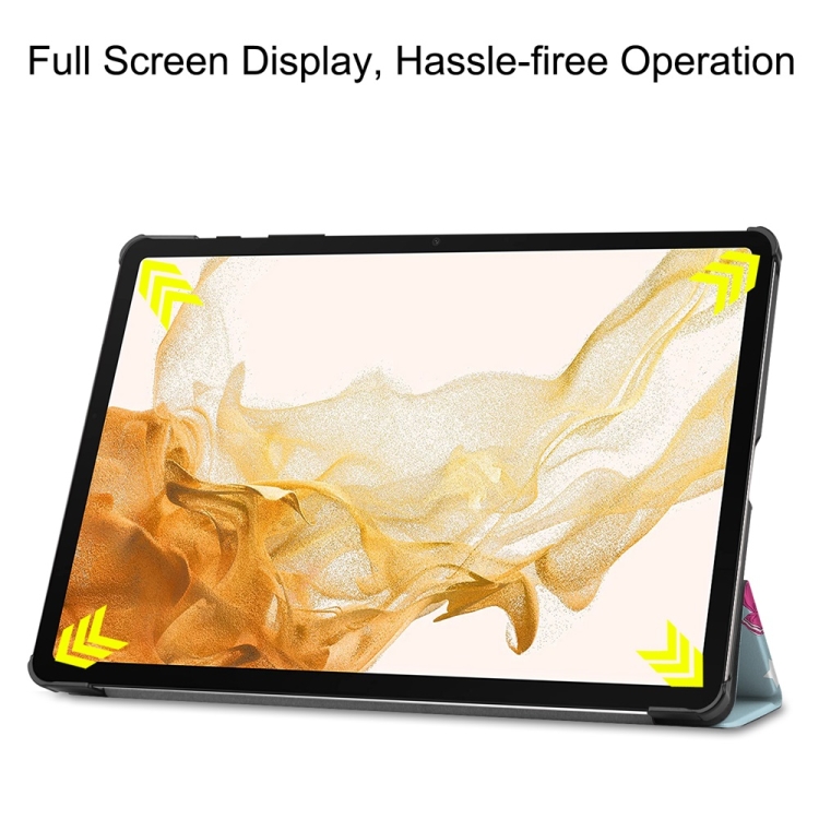 Para Samsung Galaxy Tab S9+ JUNSUNMAY Custer pintado 3-Fold Stand Leather Smart Tablet Case (Unicornio) - 6