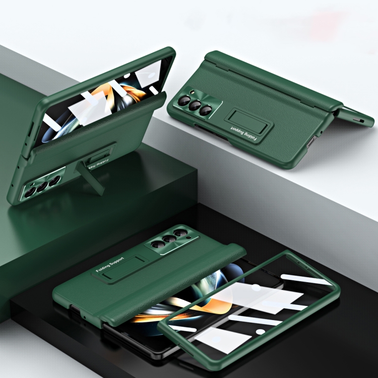 For Samsung Galaxy Z Fold5 5G Shell-membrane Integrated Hinge All-around Leather Folding Phone Case(Green) For Samsung Galaxy Z Fold5 5G Shell-membrane Integrated Hinge All-around Leather Folding Phone Case(Green)