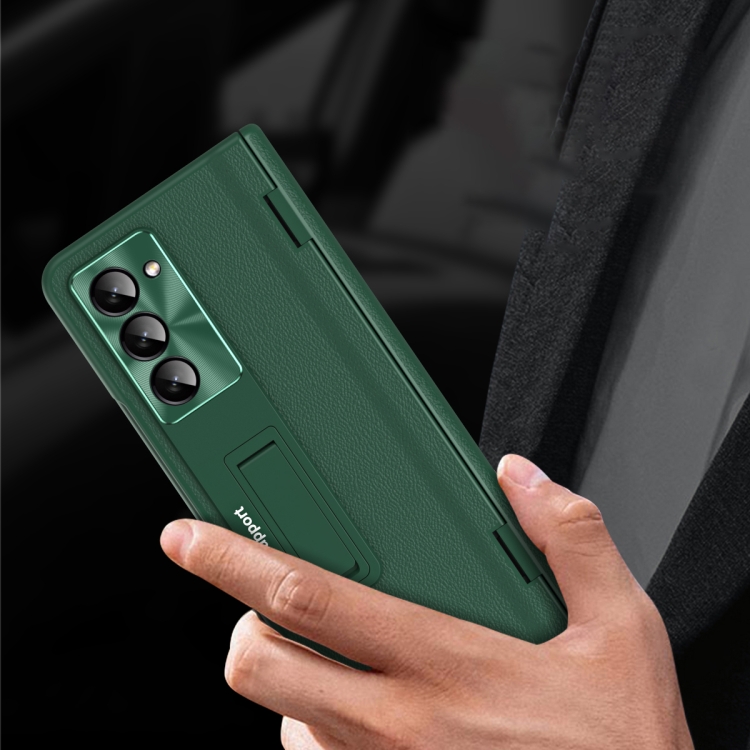 For Samsung Galaxy Z Fold5 5G Shell-membrane Integrated Hinge All-around Leather Folding Phone Case(Green) For Samsung Galaxy Z Fold5 5G Shell-membrane Integrated Hinge All-around Leather Folding Phone Case(Green)