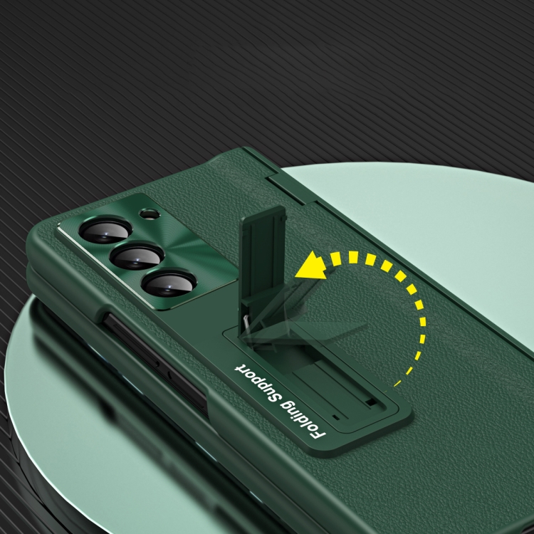 For Samsung Galaxy Z Fold5 5G Shell-membrane Integrated Hinge All-around Leather Folding Phone Case(Green) For Samsung Galaxy Z Fold5 5G Shell-membrane Integrated Hinge All-around Leather Folding Phone Case(Green)