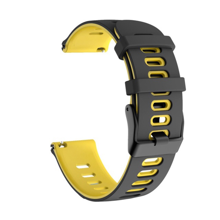 For Samsung Galaxy Watch 6 44mm 20mm Two color Silicone Watch Band Black Yellow