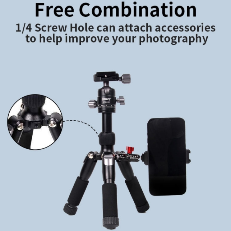 JMARY KT25+H30 For Selfie Live Streaming Lightweight Portable Desktop Mini Tripod Set - 3
