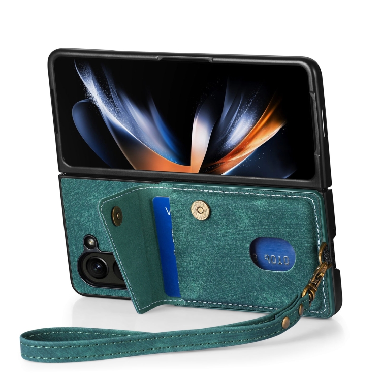 For Samsung Galaxy Z Fold5 5G Retro Card Wallet Fold Leather Phone Case with Strap(Green) For Samsung Galaxy Z Fold5 5G Retro Card Wallet Fold Leather Phone Case with Strap(Green)