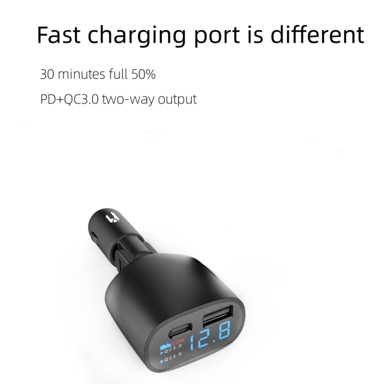 Adaptador de cargador súper rápido TR-83 QC3.0 + Type-C PD18W con pantalla LED de voltaje - 2