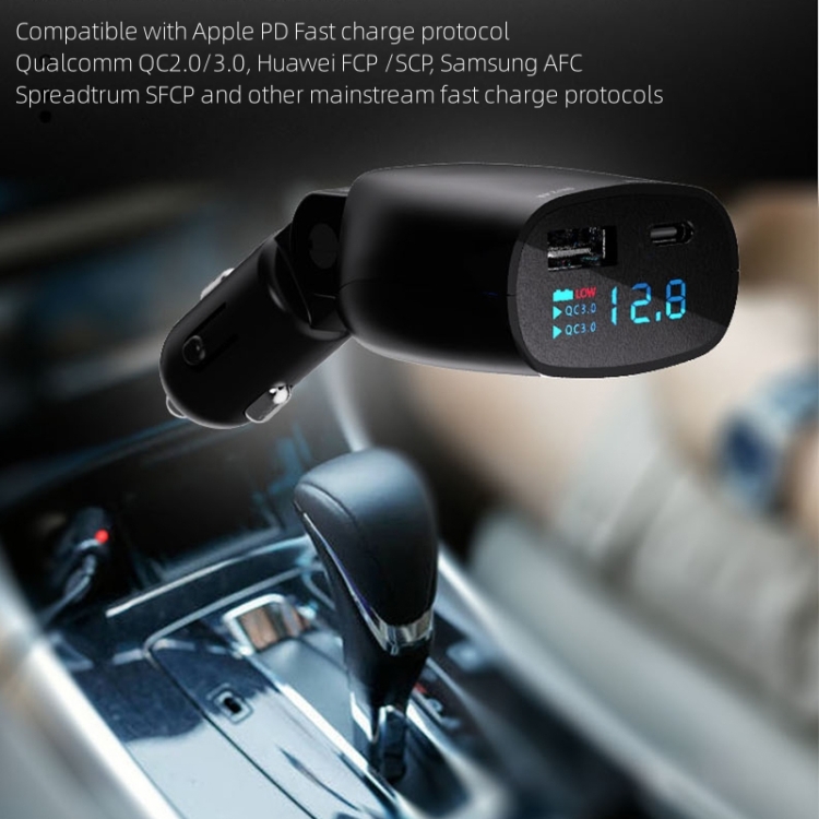 Adaptador de cargador súper rápido TR-83 QC3.0 + Type-C PD18W con pantalla LED de voltaje - 4