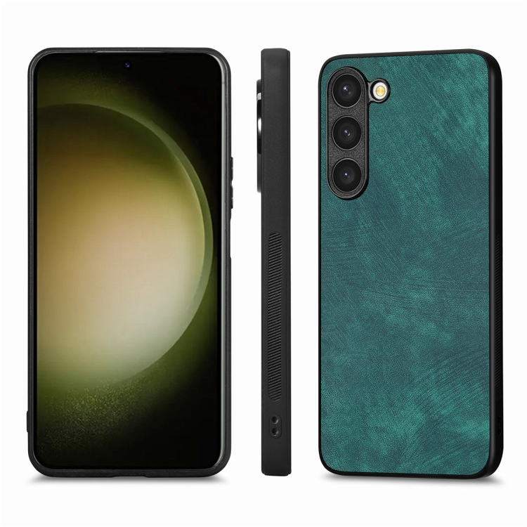 For Samsung Galaxy S23+ 5G ENKAY Retro Leather Skin PC Phone Case with 0.18mm Glass Film(Green) For Samsung Galaxy S23+ 5G ENKAY Retro Leather Skin PC Phone Case with 0.18mm Glass Film(Green)