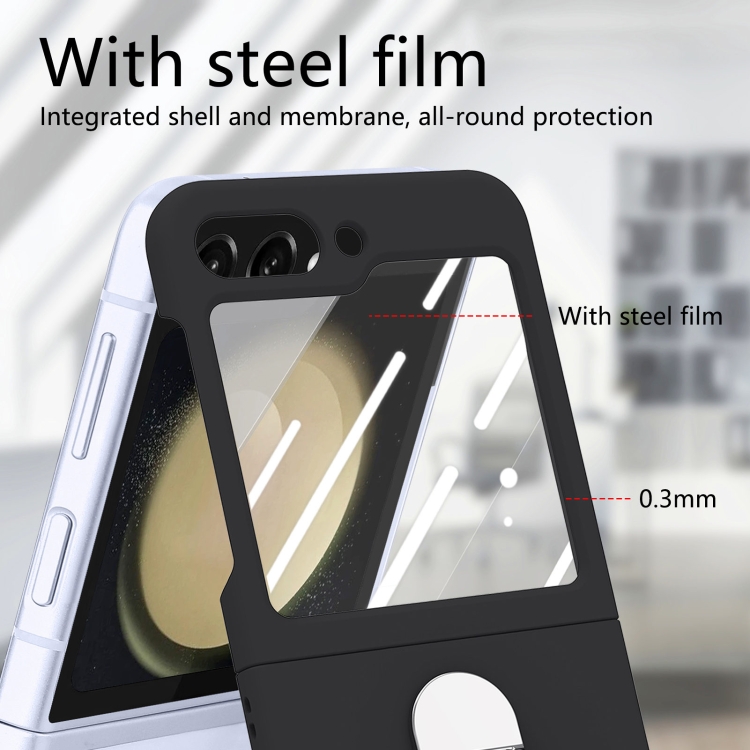 For Samsung Galaxy Z Flip5 5G Skin-Sensitive Integrated Ring Phone Case(Black) For Samsung Galaxy Z Flip5 5G Skin-Sensitive Integrated Ring Phone Case(Black)