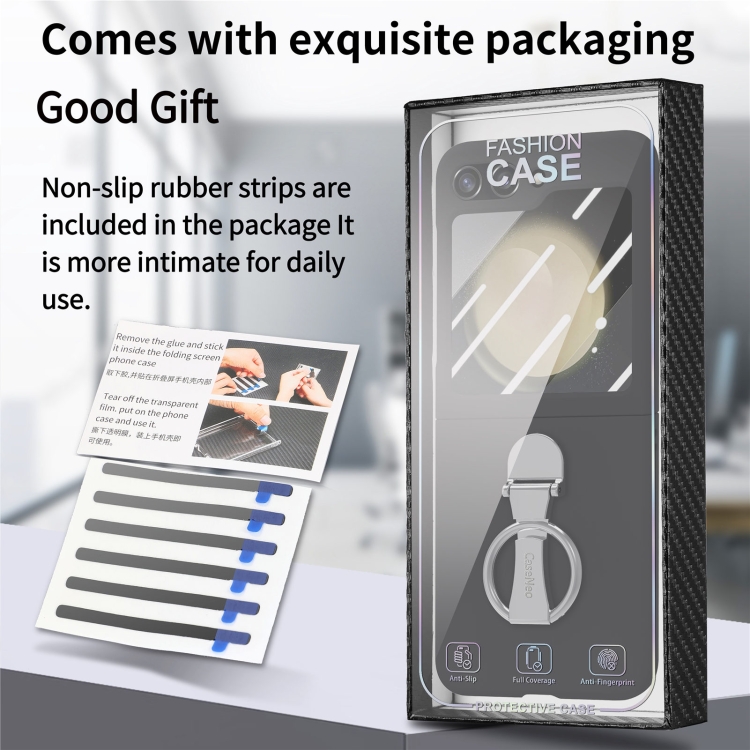 For Samsung Galaxy Z Flip5 5G Skin-Sensitive Integrated Ring Phone Case(Black) For Samsung Galaxy Z Flip5 5G Skin-Sensitive Integrated Ring Phone Case(Black)