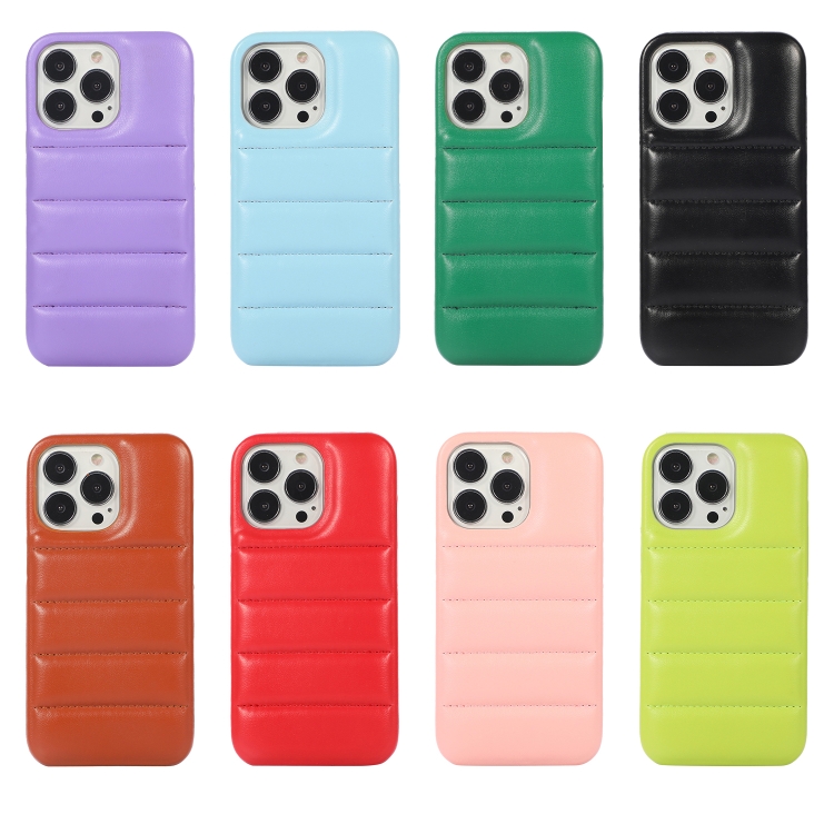 For iPhone 15 Pro Max Down Jacket Airbag Shockproof Phone Case(Purple) - B1
