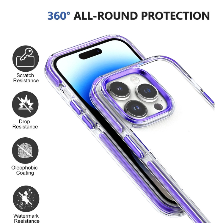 For iPhone 15 Two-color TPU Transparent PC Shockproof Phone Case(Orange) For iPhone 15 Two-color TPU Transparent PC Shockproof Phone Case(Orange)