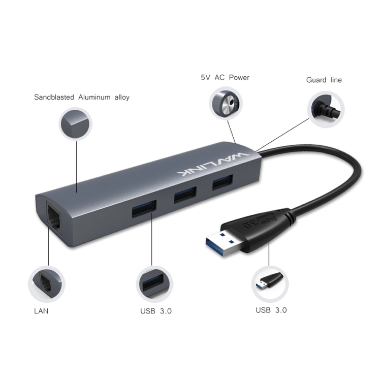 Wavlink UH3031G 10 en 1 Type-C a USB 3.0 Dock USB 3 puertos Hub Adaptador HDMI - 1