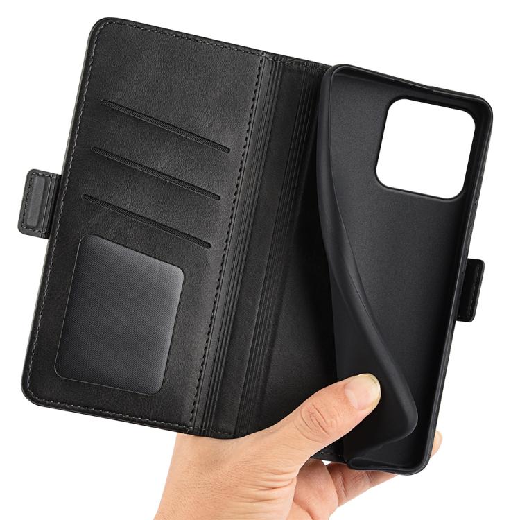 For Motorola Moto G47 / G37 5G Dual-side Magnetic Buckle Horizontal Flip Leather Phone Case(Black)