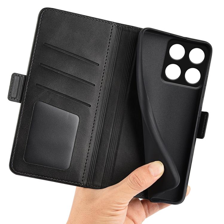 For Motorola Edge 70 Max 5G Dual-side Magnetic Buckle Horizontal Flip Leather Phone Case(Black)