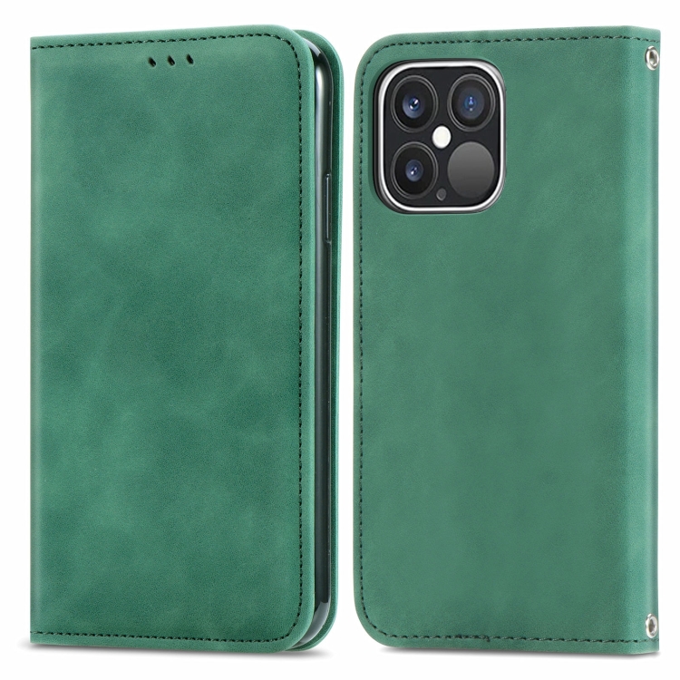 For iPhone 14 Retro Skin Feel Magnetic Flip Leather Phone Case(Green) - 1
