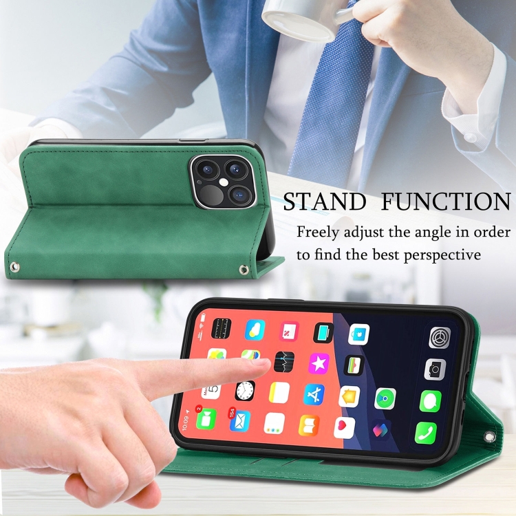 For iPhone 14 Retro Skin Feel Magnetic Flip Leather Phone Case(Green) - 4