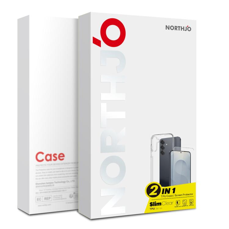 For Galaxy S25 FE 5G NORTHJO Transparent TPU Phone Case with Tempered Glass Film(Transparent)