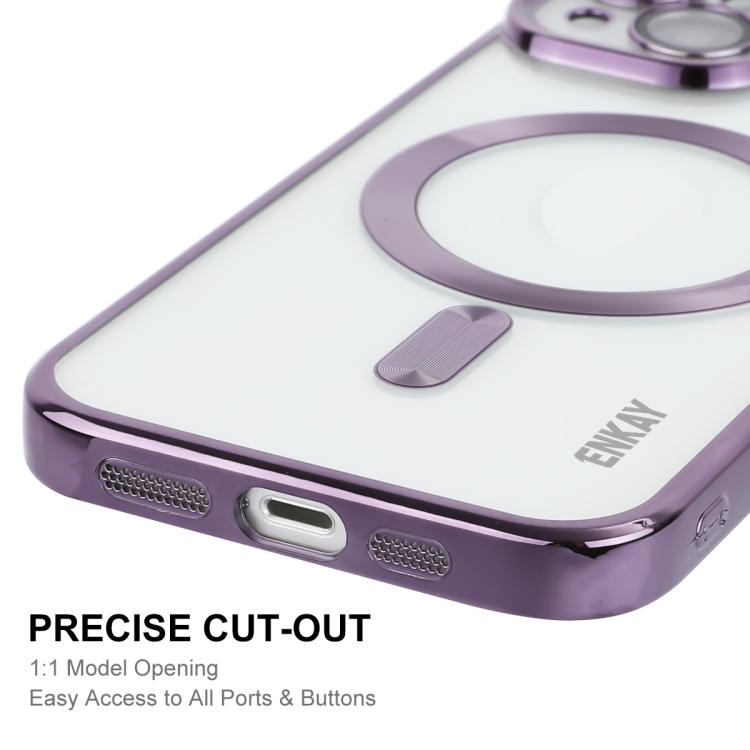 For iPhone 15 ENKAY Hat-Prince Magsafe Electroplated TPU Clear Shockproof Phone Case(Black) For iPhone 15 ENKAY Hat-Prince Magsafe Electroplated TPU Clear Shockproof Phone Case(Black)