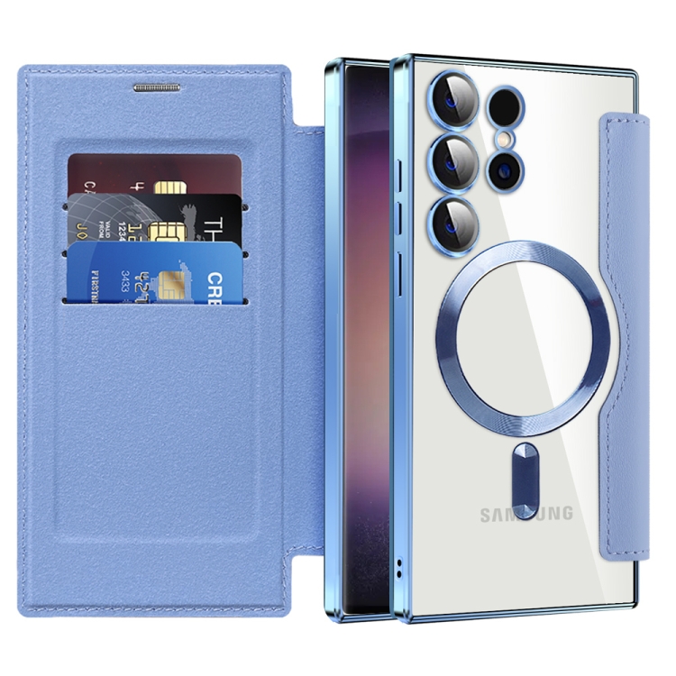 For Samsung Galaxy S24 Ultra 5G Shield MagSafe RFID Anti-theft Rhombus Leather Phone Case(Blue) For Samsung Galaxy S24 Ultra 5G Shield MagSafe RFID Anti-theft Rhombus Leather Phone Case(Blue)