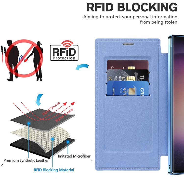 For Samsung Galaxy S24 Ultra 5G Shield MagSafe RFID Anti-theft Rhombus Leather Phone Case(Blue) For Samsung Galaxy S24 Ultra 5G Shield MagSafe RFID Anti-theft Rhombus Leather Phone Case(Blue)