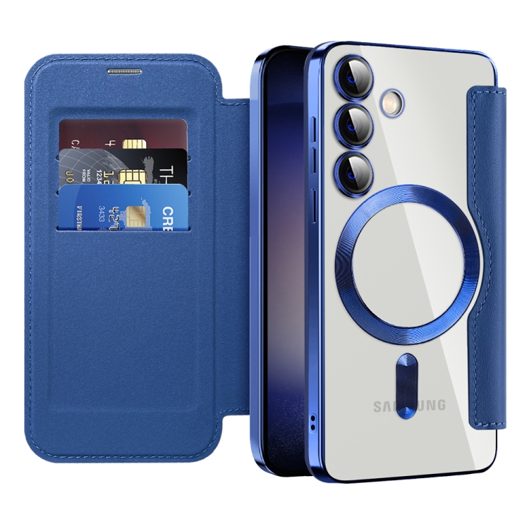 For Samsung Galaxy S25 5G Shield MagSafe RFID Anti-theft Rhombus Leather Phone Case(Dark Blue) For Samsung Galaxy S25 5G Shield MagSafe RFID Anti-theft Rhombus Leather Phone Case(Dark Blue)