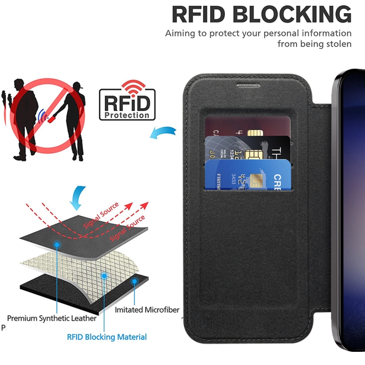 For Samsung Galaxy S25+ 5G Shield MagSafe RFID Anti-theft Rhombus Leather Phone Case(Black) For Samsung Galaxy S25+ 5G Shield MagSafe RFID Anti-theft Rhombus Leather Phone Case(Black)