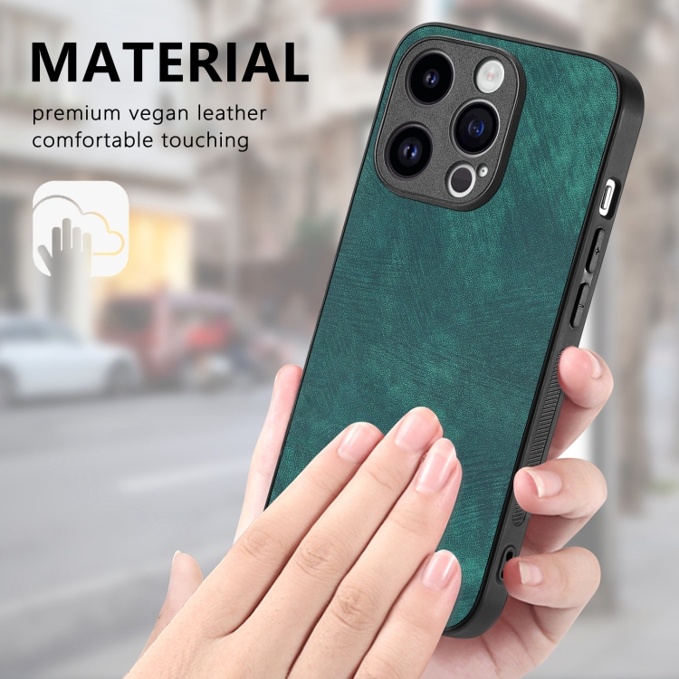 For iPhone 12 mini Vintage Leather PC Back Cover Phone Case(Green)