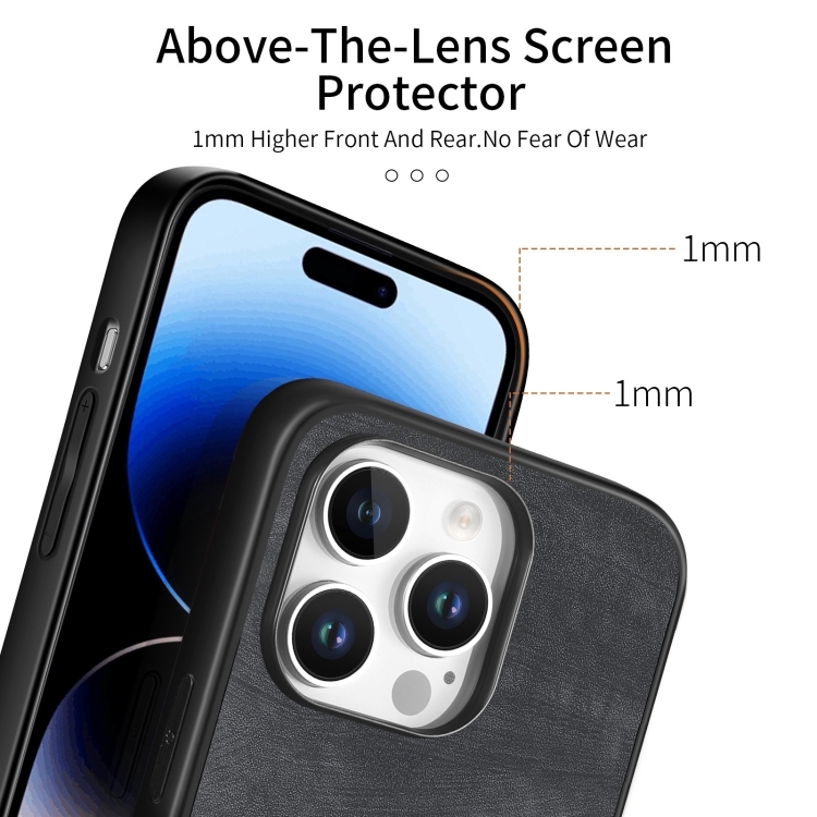For iPhone 16 Pro Vintage Leather PC Back Cover Phone Case(Black) For iPhone 16 Pro Vintage Leather PC Back Cover Phone Case(Black)