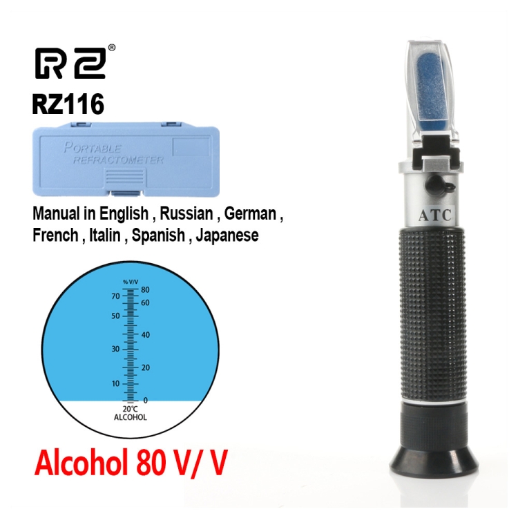 RZ116 Refraktometer Alkohol Tragbare Automatische digitale Refraktometer 0- 80 Glykol Handheld ATC Brix Refraktometer Bierkiste