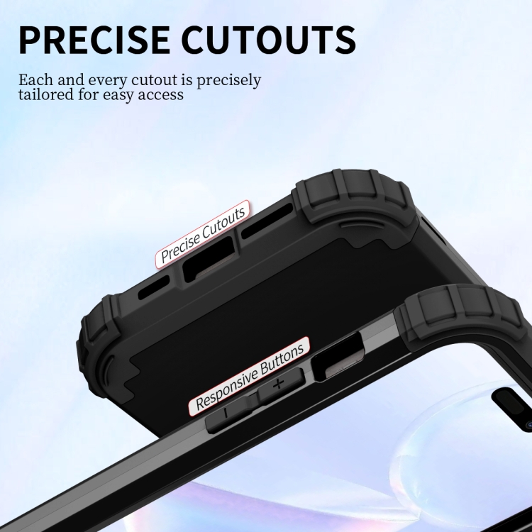 For iPhone 15 Pro 3 in 1 Silicone Hybrid PC Shockproof Phone Case(Black)