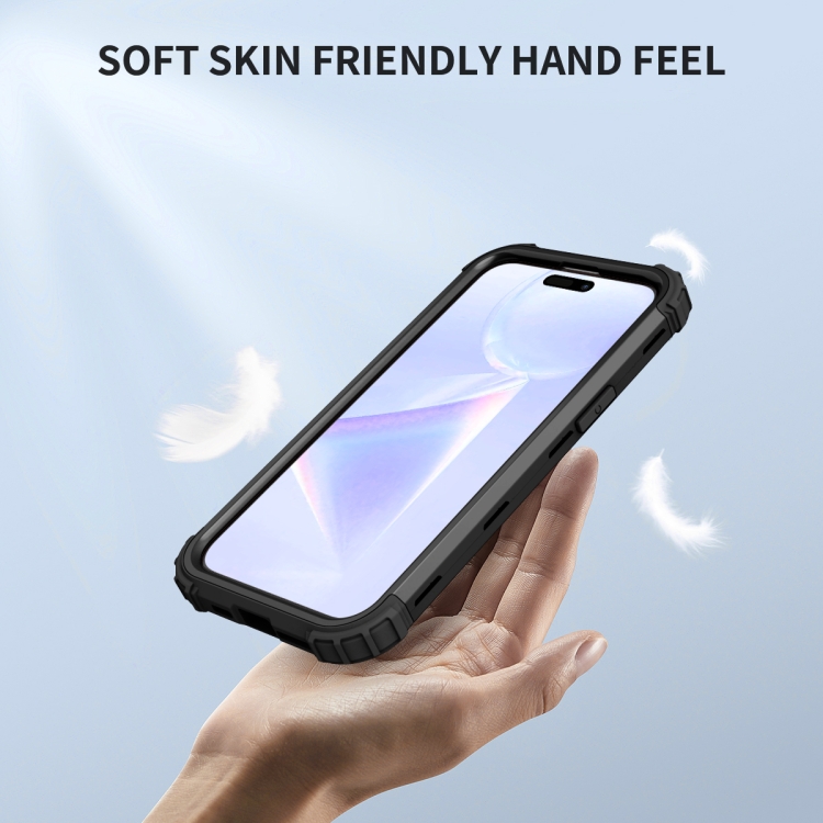 For iPhone 15 Pro 3 in 1 Silicone Hybrid PC Shockproof Phone Case(Black)