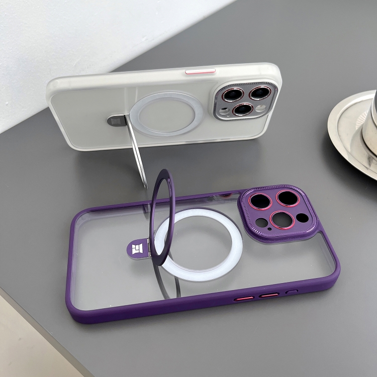 For iPhone 13 Pro Yashi MagSafe Magnetic Holder Phone Case(Purple) For iPhone 13 Pro Yashi MagSafe Magnetic Holder Phone Case(Purple)