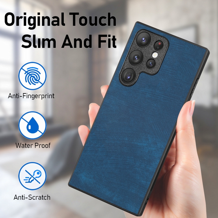 For Samsung Galaxy S23 Ultra 5G Vintage Leather PC Back Cover Phone Case(Blue) For Samsung Galaxy S23 Ultra 5G Vintage Leather PC Back Cover Phone Case(Blue)