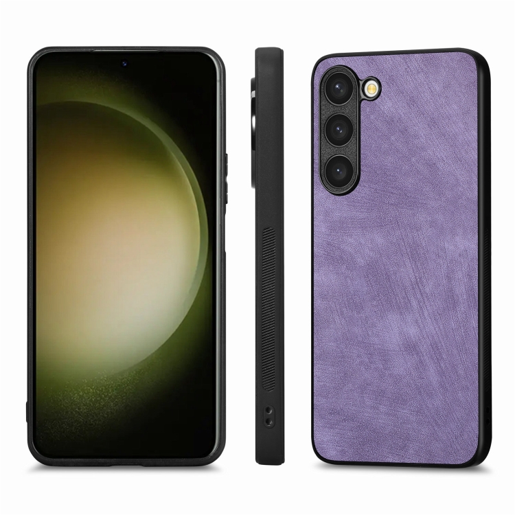 For Samsung Galaxy S23 FE 5G Vintage Leather PC Back Cover Phone Case(Purple) For Samsung Galaxy S23 FE 5G Vintage Leather PC Back Cover Phone Case(Purple)
