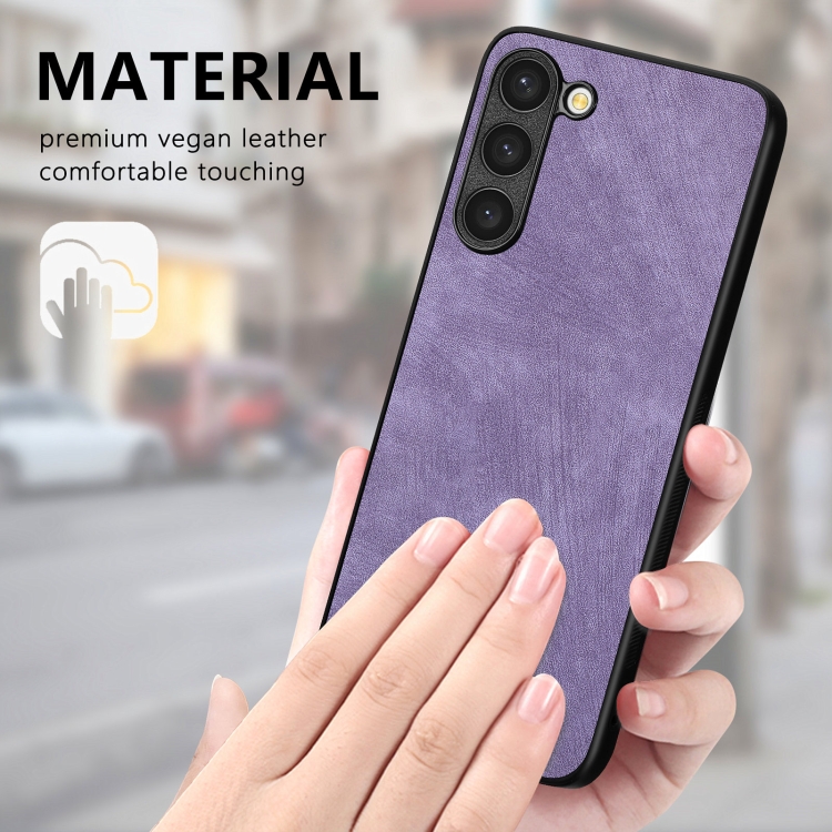 For Samsung Galaxy S23 FE 5G Vintage Leather PC Back Cover Phone Case(Purple) For Samsung Galaxy S23 FE 5G Vintage Leather PC Back Cover Phone Case(Purple)