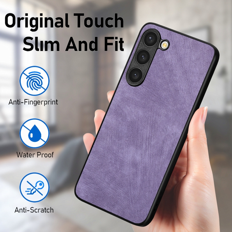 For Samsung Galaxy S23 FE 5G Vintage Leather PC Back Cover Phone Case(Purple) For Samsung Galaxy S23 FE 5G Vintage Leather PC Back Cover Phone Case(Purple)
