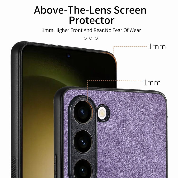 For Samsung Galaxy S23 FE 5G Vintage Leather PC Back Cover Phone Case(Purple) For Samsung Galaxy S23 FE 5G Vintage Leather PC Back Cover Phone Case(Purple)
