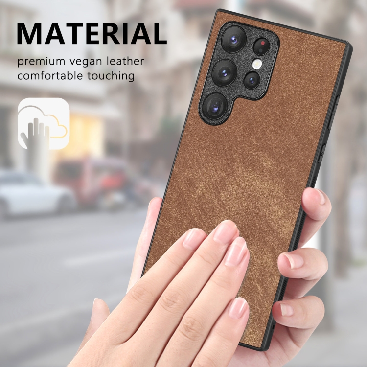 Para Samsung Galaxy S24 5G Funda de teléfono con contraportada de cuero vintage para PC (marrón) - 3
