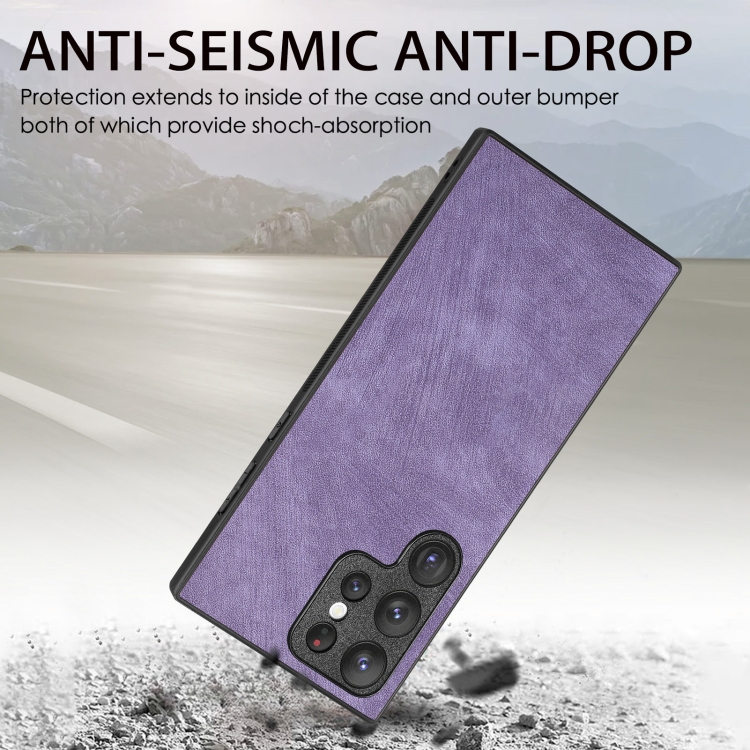 For Samsung Galaxy S24 Ultra 5G Vintage Leather PC Back Cover Phone Case(Purple) For Samsung Galaxy S24 Ultra 5G Vintage Leather PC Back Cover Phone Case(Purple)