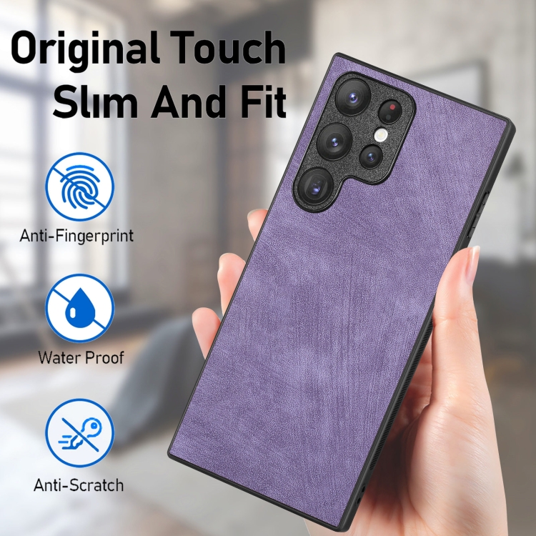 For Samsung Galaxy S24 Ultra 5G Vintage Leather PC Back Cover Phone Case(Purple) For Samsung Galaxy S24 Ultra 5G Vintage Leather PC Back Cover Phone Case(Purple)